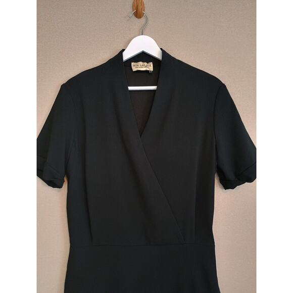 MM LaFleur Dress Womens 8 Black Tory Faux Wrap Career Professional Classic Dress - Picture 4 of 11